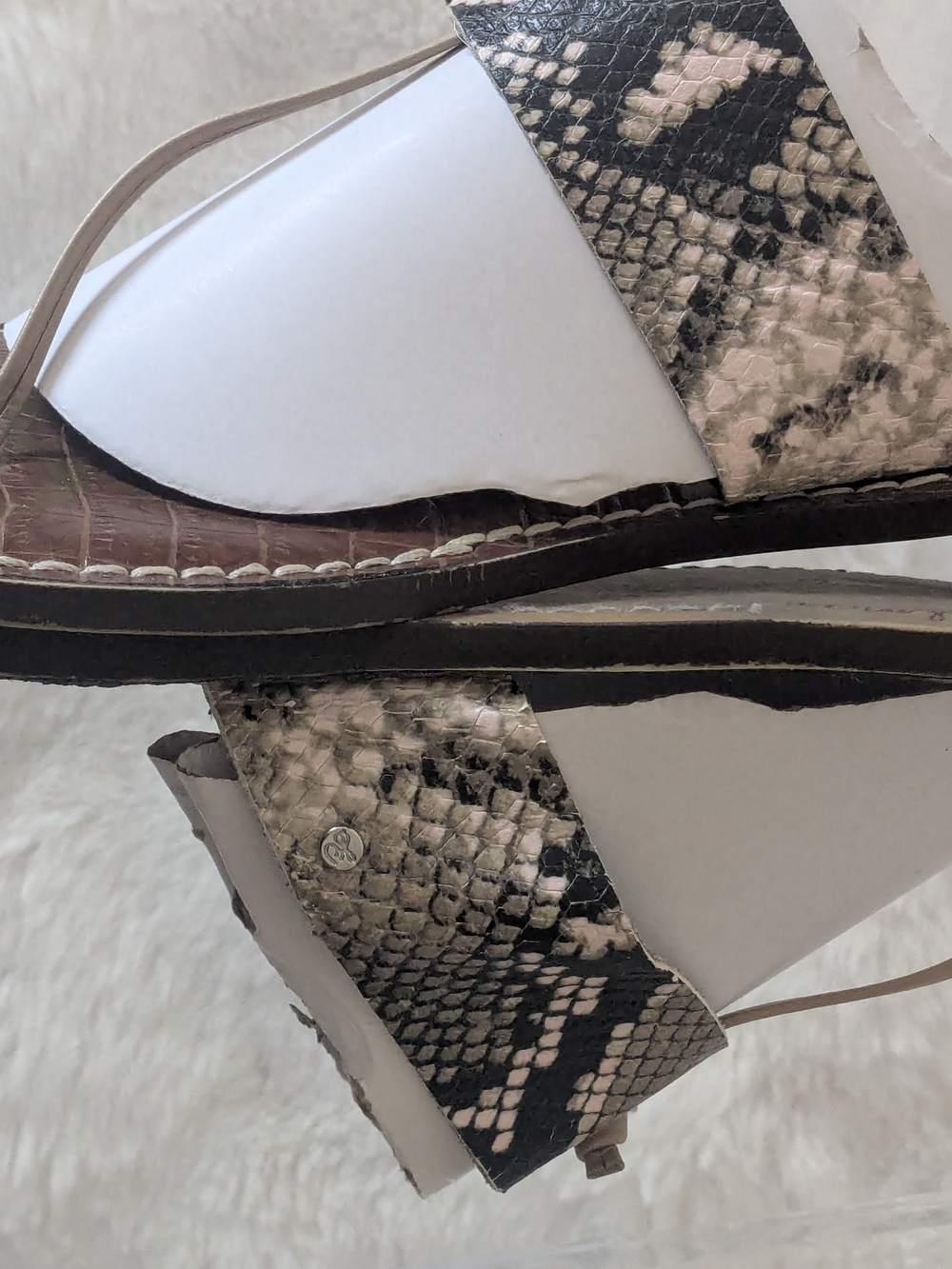 Sam Edelman Gigi Thong Sandals Snake Print Leather Brown Flat Size 9 - Picture 10 of 14